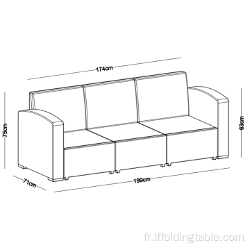 Canapé 5 places extérieur en plastique